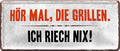4252024223354 Schilderstore24 	Schilderstore24 Blechschilder sind perfekt als Geschenk zu Weihnachten, Geburtstage, Feiern, Partys, Grillabende, Namenstag, Feiertag, Mädelsabend, Hochzeit. Jederzeit stilvoll im Wohnzimmer, Partykeller, Garage, Praxis, Büro, Café, Hauseingang Lebensmittel Kaffee Kuchen Tee Grill crepes teigware süßigkeit essen grill wurst ''Hör mal, die Grillen. Ich rieche nix''		28x12cm