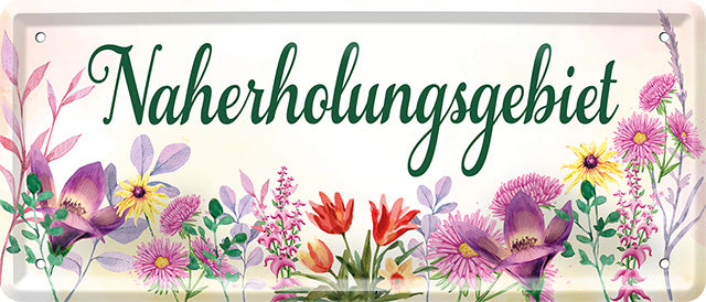 4252024223897 Schilderstore24 Schilderstore24 Blechschilder sind perfekt als Geschenk zu Weihnachten, Geburtstage, Feiern, Partys, Grillabende, Namenstag, Feiertag, Mädelsabend, Hochzeit. Jederzeit stilvoll im Wohnzimmer, Partykeller, Garage, Praxis, Büro, Café, Hauseingang Garten Haushalt Heim Zuhause Gartenarbeit Hausarbeit Zuhause Blumen	 ''Naherholungsgebiet (Blumen unten)''		28x12cm