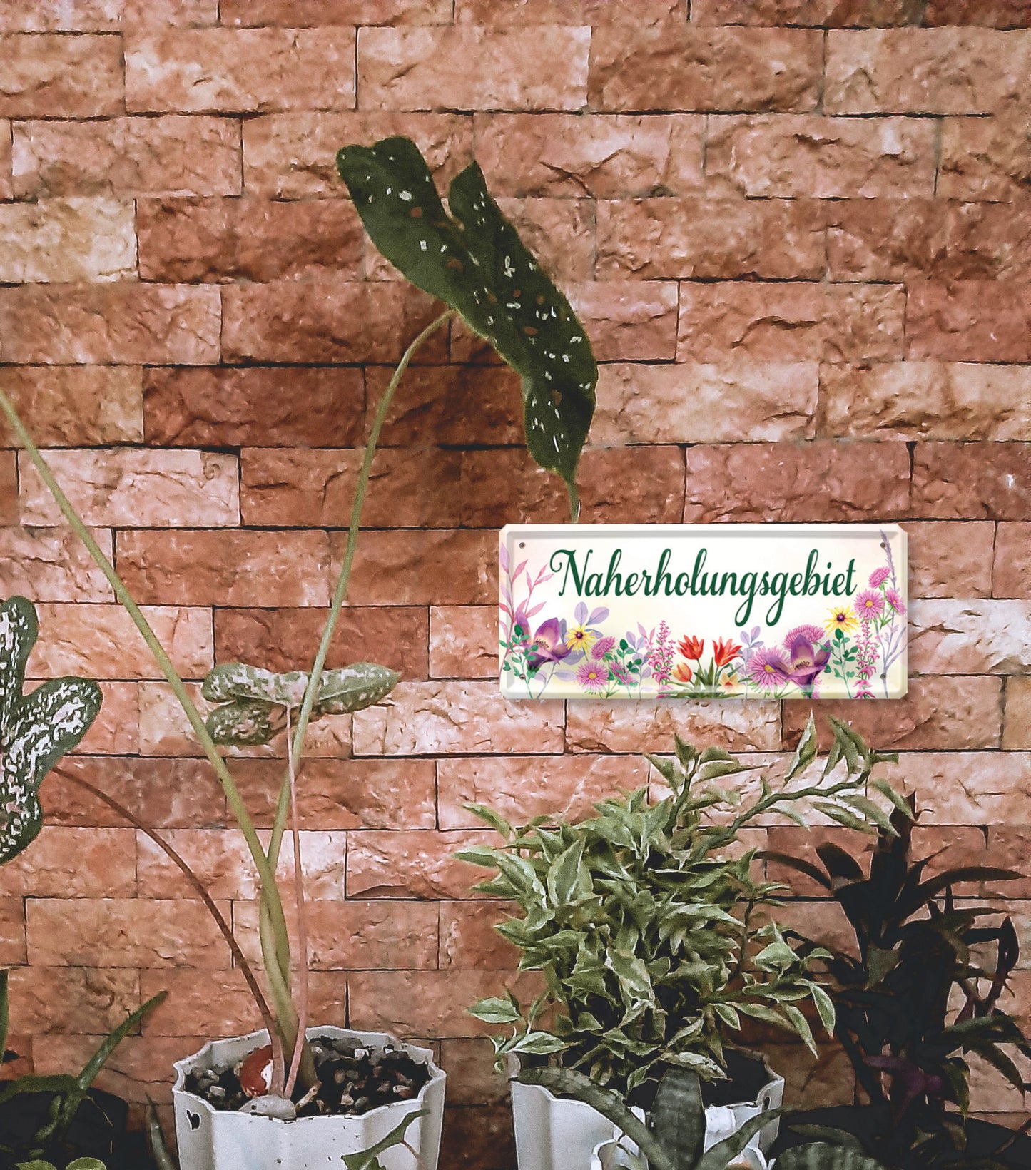 Blechschild ''Naherholungsgebiet (Blumen unten)'' 28x12cm