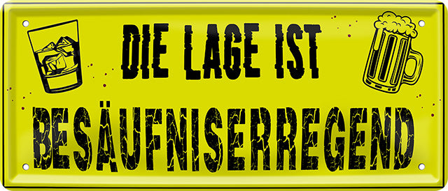 4252024223224 Schilderstore24 Schilderstore24 Blechschilder sind perfekt als Geschenk zu Weihnachten, Geburtstage, Feiern, Partys, Grillabende, Namenstag, Feiertag, Mädelsabend, Hochzeit. Jederzeit stilvoll im Wohnzimmer, Partykeller, Garage, Praxis, Büro, Café, Hauseingang Alkohol Kasten Bier Saufen Getränk Bier Alkohol schaumkrone promille hopfen	 ''Die Lage ist Besäufniserregend''		28x12cm