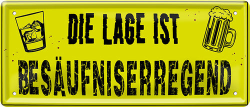 4252024223224 Schilderstore24 Schilderstore24 Blechschilder sind perfekt als Geschenk zu Weihnachten, Geburtstage, Feiern, Partys, Grillabende, Namenstag, Feiertag, Mädelsabend, Hochzeit. Jederzeit stilvoll im Wohnzimmer, Partykeller, Garage, Praxis, Büro, Café, Hauseingang Alkohol Kasten Bier Saufen Getränk Bier Alkohol schaumkrone promille hopfen	 ''Die Lage ist Besäufniserregend''		28x12cm
