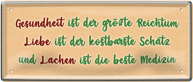 4252024225174 Schilderstore24 	Schilderstore24 Blechschilder sind perfekt als Geschenk zu Weihnachten, Geburtstage, Feiern, Partys, Grillabende, Namenstag, Feiertag, Mädelsabend, Hochzeit. Jederzeit stilvoll im Wohnzimmer, Partykeller, Garage, Praxis, Büro, Café, Hauseingang Weisheiten Leben Sprichwörter Tipp wahrheit sprichwort tiefsinnig ratschlag ''Gesundheit ist der größte Reichtum''		28x12cm