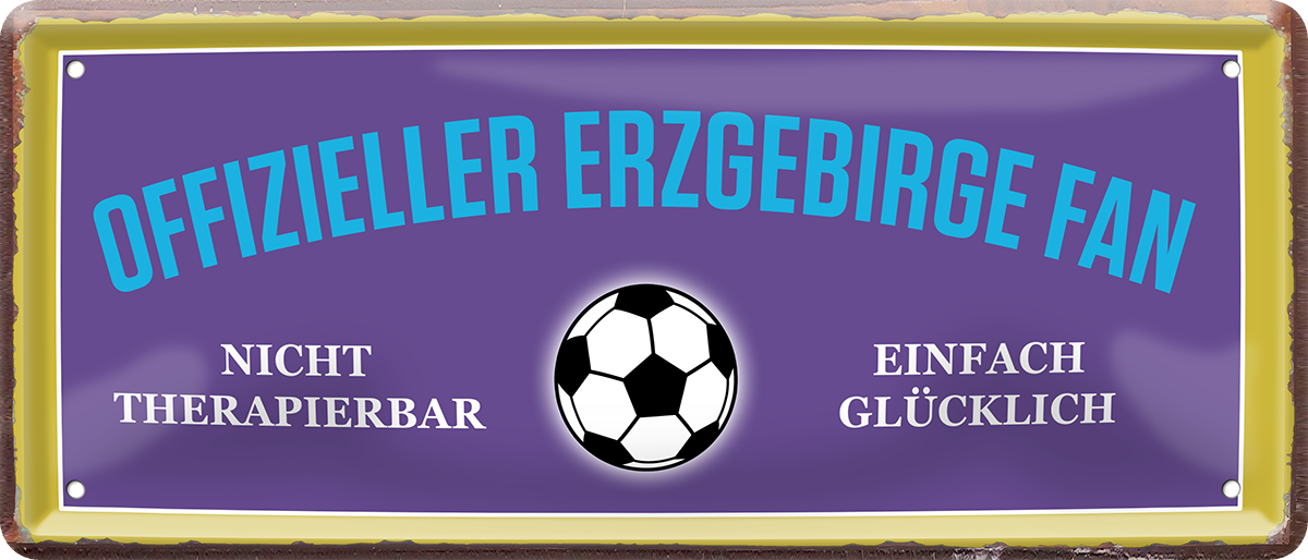 4252024227680	Schilderstore24 Blechschilder sind perfekt als Geschenk zu Weihnachten, Geburtstage, Feiern, Partys, Grillabende, Namenstag, Feiertag, Mädelsabend, Hochzeit. Jederzeit stilvoll im Wohnzimmer, Partykeller, Garage, Praxis, Büro, Café, Hauseingang Fußball Mannschaft Verein Bolzen Ball sport liga kicken stadion freizeit Schilderstore24 	 ''Offizieller Erzgebirge Fan''