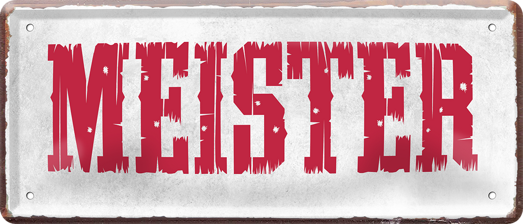 4252024237696		 ''Meister'' Schilderstore24 Blechschilder sind perfekt als Geschenk zu Weihnachten, Geburtstage, Feiern, Partys, Grillabende, Namenstag, Feiertag, Mädelsabend, Hochzeit. Jederzeit stilvoll im Wohnzimmer, Partykeller, Garage, Praxis, Büro, Café, Hauseingang Büro Chef Angestellter Arbeit Job Arbeitsplatz Alltag Beruf Ausbildung