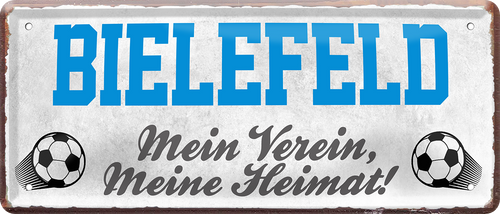 4252024238075		 ''Bielefeld Mein Verein, meine Heimat'' Schilderstore24 Blechschilder sind perfekt als Geschenk zu Weihnachten, Geburtstage, Feiern, Partys, Grillabende, Namenstag, Feiertag, Mädelsabend, Hochzeit. Jederzeit stilvoll im Wohnzimmer, Partykeller, Garage, Praxis, Büro, Café, Hauseingang Fußball Mannschaft Verein Bolzen Ball sport liga kicken stadion freizeit