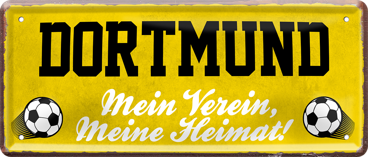 4252024238129		 ''Dortmund Mein Verein, meine Heimat'' Schilderstore24 Blechschilder sind perfekt als Geschenk zu Weihnachten, Geburtstage, Feiern, Partys, Grillabende, Namenstag, Feiertag, Mädelsabend, Hochzeit. Jederzeit stilvoll im Wohnzimmer, Partykeller, Garage, Praxis, Büro, Café, Hauseingang Fußball Mannschaft Verein Bolzen Ball sport liga kicken stadion freizeit