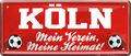 4252024238310		 ''Köln Mein Verein, meine Heimat'' Schilderstore24 Blechschilder sind perfekt als Geschenk zu Weihnachten, Geburtstage, Feiern, Partys, Grillabende, Namenstag, Feiertag, Mädelsabend, Hochzeit. Jederzeit stilvoll im Wohnzimmer, Partykeller, Garage, Praxis, Büro, Café, Hauseingang Fußball Mannschaft Verein Bolzen Ball sport liga kicken stadion freizeit