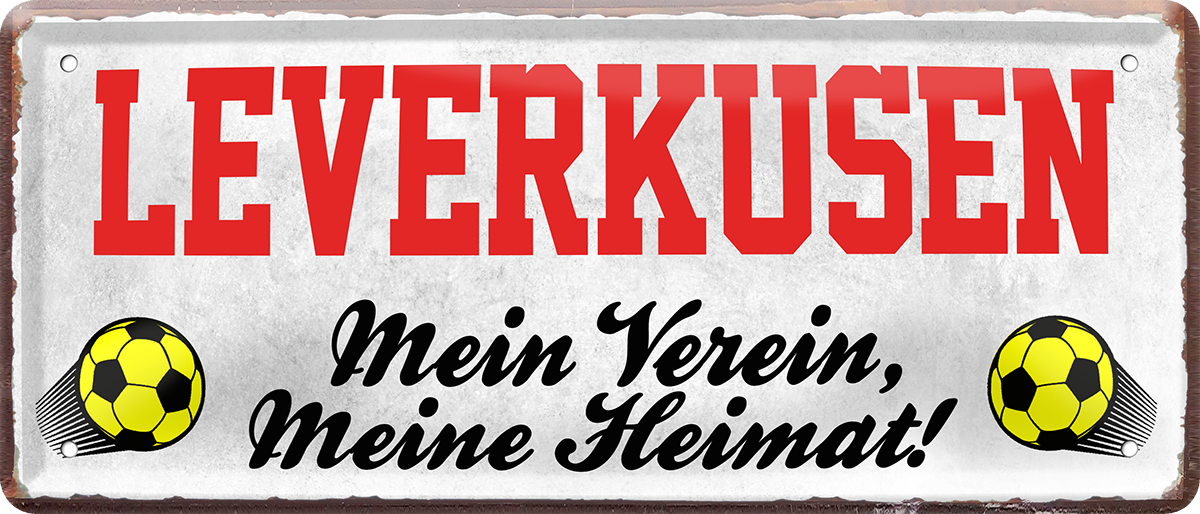 4252024238341		 ''Leverkusen Mein Verein, meine Heimat'' Schilderstore24 Blechschilder sind perfekt als Geschenk zu Weihnachten, Geburtstage, Feiern, Partys, Grillabende, Namenstag, Feiertag, Mädelsabend, Hochzeit. Jederzeit stilvoll im Wohnzimmer, Partykeller, Garage, Praxis, Büro, Café, Hauseingang Fußball Mannschaft Verein Bolzen Ball sport liga kicken stadion freizeit