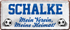 4252024238464		 ''Schalke Mein Verein, meine Heimat'' Schilderstore24 Blechschilder sind perfekt als Geschenk zu Weihnachten, Geburtstage, Feiern, Partys, Grillabende, Namenstag, Feiertag, Mädelsabend, Hochzeit. Jederzeit stilvoll im Wohnzimmer, Partykeller, Garage, Praxis, Büro, Café, Hauseingang Fußball Mannschaft Verein Bolzen Ball sport liga kicken stadion freizeit