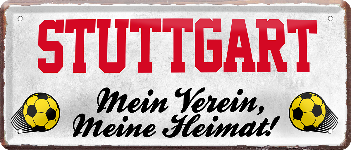 4252024238495		 ''Stuttgart Mein Verein, meine Heimat'' Schilderstore24 Blechschilder sind perfekt als Geschenk zu Weihnachten, Geburtstage, Feiern, Partys, Grillabende, Namenstag, Feiertag, Mädelsabend, Hochzeit. Jederzeit stilvoll im Wohnzimmer, Partykeller, Garage, Praxis, Büro, Café, Hauseingang Fußball Mannschaft Verein Bolzen Ball sport liga kicken stadion freizeit