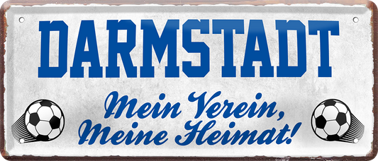 4252024238112		 ''Darmstadt Mein Verein, meine Heimat'' Schilderstore24 Blechschilder sind perfekt als Geschenk zu Weihnachten, Geburtstage, Feiern, Partys, Grillabende, Namenstag, Feiertag, Mädelsabend, Hochzeit. Jederzeit stilvoll im Wohnzimmer, Partykeller, Garage, Praxis, Büro, Café, Hauseingang Fußball Mannschaft Verein Bolzen Ball sport liga kicken stadion freizeit