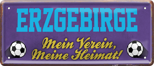 4252024238174		 ''Erzgebirge Mein Verein, meine Heimat'' Schilderstore24 Blechschilder sind perfekt als Geschenk zu Weihnachten, Geburtstage, Feiern, Partys, Grillabende, Namenstag, Feiertag, Mädelsabend, Hochzeit. Jederzeit stilvoll im Wohnzimmer, Partykeller, Garage, Praxis, Büro, Café, Hauseingang Fußball Mannschaft Verein Bolzen Ball sport liga kicken stadion freizeit