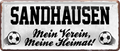 4252024238457		 ''Sandhausen Mein Verein, meine Heimat'' Schilderstore24 Blechschilder sind perfekt als Geschenk zu Weihnachten, Geburtstage, Feiern, Partys, Grillabende, Namenstag, Feiertag, Mädelsabend, Hochzeit. Jederzeit stilvoll im Wohnzimmer, Partykeller, Garage, Praxis, Büro, Café, Hauseingang Fußball Mannschaft Verein Bolzen Ball sport liga kicken stadion freizeit