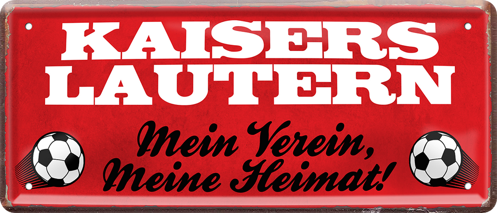 4252024238297		 ''Kaiserslautern Mein Verein, meine Heimat'' Schilderstore24 Blechschilder sind perfekt als Geschenk zu Weihnachten, Geburtstage, Feiern, Partys, Grillabende, Namenstag, Feiertag, Mädelsabend, Hochzeit. Jederzeit stilvoll im Wohnzimmer, Partykeller, Garage, Praxis, Büro, Café, Hauseingang Fußball Mannschaft Verein Bolzen Ball sport liga kicken stadion freizeit