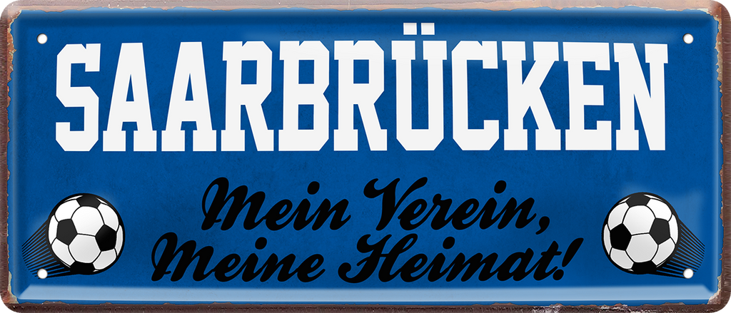 4252024238440		 ''Saarbrücken Mein Verein, meine Heimat'' Schilderstore24 Blechschilder sind perfekt als Geschenk zu Weihnachten, Geburtstage, Feiern, Partys, Grillabende, Namenstag, Feiertag, Mädelsabend, Hochzeit. Jederzeit stilvoll im Wohnzimmer, Partykeller, Garage, Praxis, Büro, Café, Hauseingang Fußball Mannschaft Verein Bolzen Ball sport liga kicken stadion freizeit