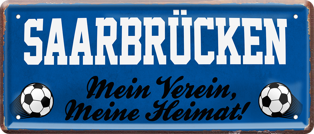 4252024238440		 ''Saarbrücken Mein Verein, meine Heimat'' Schilderstore24 Blechschilder sind perfekt als Geschenk zu Weihnachten, Geburtstage, Feiern, Partys, Grillabende, Namenstag, Feiertag, Mädelsabend, Hochzeit. Jederzeit stilvoll im Wohnzimmer, Partykeller, Garage, Praxis, Büro, Café, Hauseingang Fußball Mannschaft Verein Bolzen Ball sport liga kicken stadion freizeit