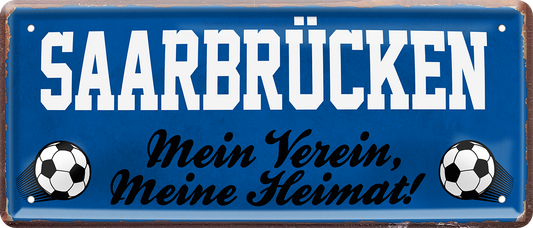 4252024238440		 ''Saarbrücken Mein Verein, meine Heimat'' Schilderstore24 Blechschilder sind perfekt als Geschenk zu Weihnachten, Geburtstage, Feiern, Partys, Grillabende, Namenstag, Feiertag, Mädelsabend, Hochzeit. Jederzeit stilvoll im Wohnzimmer, Partykeller, Garage, Praxis, Büro, Café, Hauseingang Fußball Mannschaft Verein Bolzen Ball sport liga kicken stadion freizeit