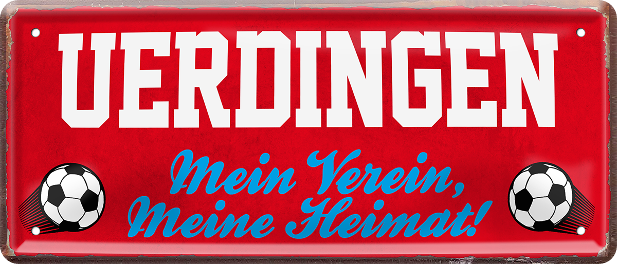 4252024238518		 ''Uerdingen Mein Verein, meine Heimat'' Schilderstore24 Blechschilder sind perfekt als Geschenk zu Weihnachten, Geburtstage, Feiern, Partys, Grillabende, Namenstag, Feiertag, Mädelsabend, Hochzeit. Jederzeit stilvoll im Wohnzimmer, Partykeller, Garage, Praxis, Büro, Café, Hauseingang Fußball Mannschaft Verein Bolzen Ball sport liga kicken stadion freizeit