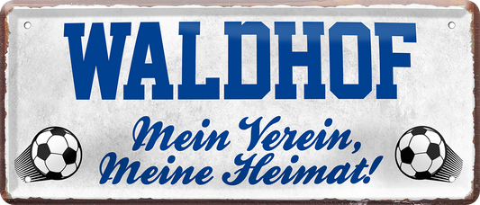 4252024238563		 ''Waldhof Mein Verein, meine Heimat'' Schilderstore24 Blechschilder sind perfekt als Geschenk zu Weihnachten, Geburtstage, Feiern, Partys, Grillabende, Namenstag, Feiertag, Mädelsabend, Hochzeit. Jederzeit stilvoll im Wohnzimmer, Partykeller, Garage, Praxis, Büro, Café, Hauseingang Fußball Mannschaft Verein Bolzen Ball sport liga kicken stadion freizeit