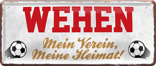 4252024238570		 ''Wehen Mein Verein, meine Heimat'' Schilderstore24 Blechschilder sind perfekt als Geschenk zu Weihnachten, Geburtstage, Feiern, Partys, Grillabende, Namenstag, Feiertag, Mädelsabend, Hochzeit. Jederzeit stilvoll im Wohnzimmer, Partykeller, Garage, Praxis, Büro, Café, Hauseingang Fußball Mannschaft Verein Bolzen Ball sport liga kicken stadion freizeit