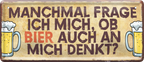 4252024237214		 ''Manchmal frage ich mich, ob Bier'' Schilderstore24 Blechschilder sind perfekt als Geschenk zu Weihnachten, Geburtstage, Feiern, Partys, Grillabende, Namenstag, Feiertag, Mädelsabend, Hochzeit. Jederzeit stilvoll im Wohnzimmer, Partykeller, Garage, Praxis, Büro, Café, Hauseingang Alkohol Kasten Bier Saufen Getränk Bier Alkohol schaumkrone promille hopfen