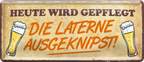 4252024237191		 ''Heute wird gepflegt die Laterne ausgeknipst'' Schilderstore24 Blechschilder sind perfekt als Geschenk zu Weihnachten, Geburtstage, Feiern, Partys, Grillabende, Namenstag, Feiertag, Mädelsabend, Hochzeit. Jederzeit stilvoll im Wohnzimmer, Partykeller, Garage, Praxis, Büro, Café, Hauseingang Alkohol Kasten Bier Saufen Getränk Bier Alkohol schaumkrone promille hopfen