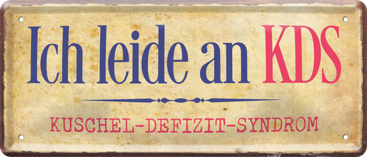 4252024239065		 ''Ich leide an KDS. Kuschel-Defizit-Syndrom'' Schilderstore24 Blechschilder sind perfekt als Geschenk zu Weihnachten, Geburtstage, Feiern, Partys, Grillabende, Namenstag, Feiertag, Mädelsabend, Hochzeit. Jederzeit stilvoll im Wohnzimmer, Partykeller, Garage, Praxis, Büro, Café, Hauseingang Sex Anzüglich Zweideutig Romantik Brüste sinnlich schnulzig romantisch versaut pinup