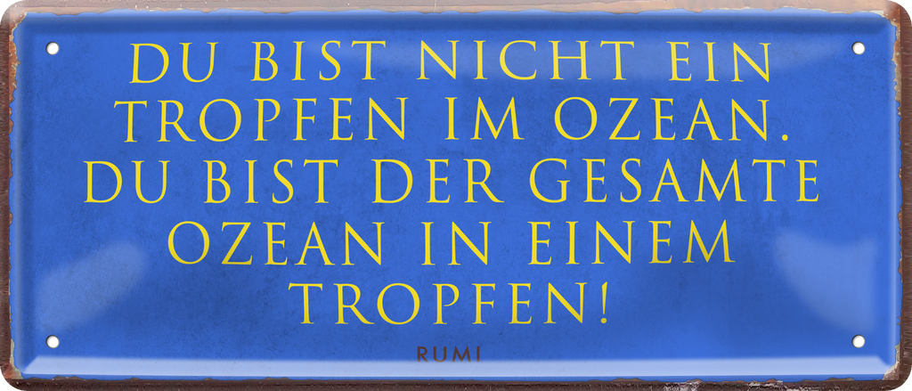 4252024236538		 ''Du bist nicht ein Tropfen im Ozean'' Schilderstore24 Blechschilder sind perfekt als Geschenk zu Weihnachten, Geburtstage, Feiern, Partys, Grillabende, Namenstag, Feiertag, Mädelsabend, Hochzeit. Jederzeit stilvoll im Wohnzimmer, Partykeller, Garage, Praxis, Büro, Café, Hauseingang Sarkasmus Ironie Funny Schwarzer Humor faul dumm fun rente lästern teufel