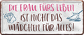 4252024238686		 ''Die Frau fürs Leben Mädchen für alles'' Schilderstore24 Blechschilder sind perfekt als Geschenk zu Weihnachten, Geburtstage, Feiern, Partys, Grillabende, Namenstag, Feiertag, Mädelsabend, Hochzeit. Jederzeit stilvoll im Wohnzimmer, Partykeller, Garage, Praxis, Büro, Café, Hauseingang Küche Haushalt Willkommen Eigenheim heim essen haus kochen herzlich Zuhause putzen