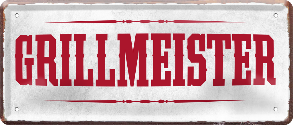 4252024237733		 ''Grillmeister'' Schilderstore24 Blechschilder sind perfekt als Geschenk zu Weihnachten, Geburtstage, Feiern, Partys, Grillabende, Namenstag, Feiertag, Mädelsabend, Hochzeit. Jederzeit stilvoll im Wohnzimmer, Partykeller, Garage, Praxis, Büro, Café, Hauseingang Lebensmittel Kaffee Kuchen Tee Grill crepes teigware süßigkeit essen grill wurst