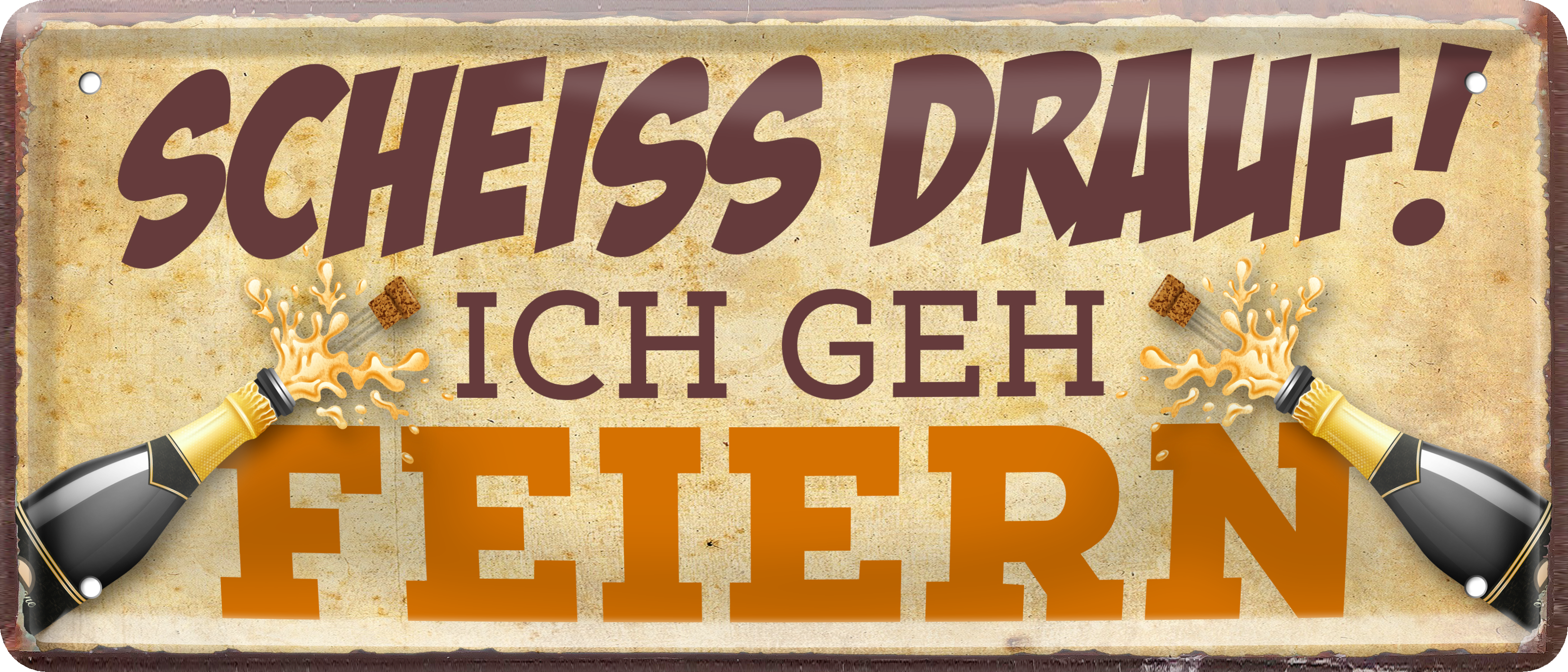 4252024237054		 ''Scheiss Drauf! Ich geh Feiern'' Schilderstore24 Blechschilder sind perfekt als Geschenk zu Weihnachten, Geburtstage, Feiern, Partys, Grillabende, Namenstag, Feiertag, Mädelsabend, Hochzeit. Jederzeit stilvoll im Wohnzimmer, Partykeller, Garage, Praxis, Büro, Café, Hauseingang Sarkasmus Ironie Funny Schwarzer Humor faul dumm fun rente lästern teufel