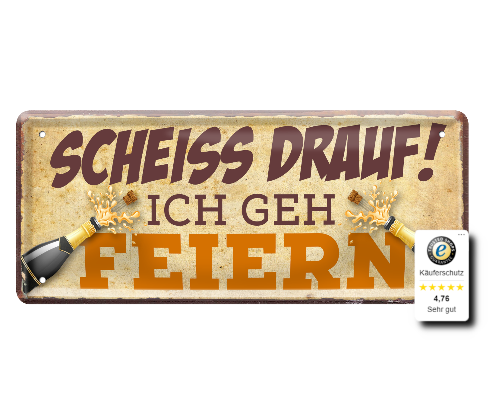 Blechschilder ''Scheiss Drauf'' Saufen Kaffee Biken Meer Urlaub Prinzessin uvm 28x12cm