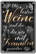 4252024213225 Schilderstore24 Schilderstore24 Blechschilder sind perfekt als Geschenk zu Weihnachten, Geburtstage, Feiern, Partys, Grillabende, Namenstag, Feiertag, Mädelsabend, Hochzeit. Jederzeit stilvoll im Wohnzimmer, Partykeller, Garage, Praxis, Büro, Café, Hauseingang Alkohol Cocktail Bier Sekt Getränk Bier Alkohol schnaps promille tequila   	 ''Die besten Weine.. mit Freunden''		20x30cm