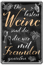 4252024213225 Schilderstore24 Schilderstore24 Blechschilder sind perfekt als Geschenk zu Weihnachten, Geburtstage, Feiern, Partys, Grillabende, Namenstag, Feiertag, Mädelsabend, Hochzeit. Jederzeit stilvoll im Wohnzimmer, Partykeller, Garage, Praxis, Büro, Café, Hauseingang Alkohol Cocktail Bier Sekt Getränk Bier Alkohol schnaps promille tequila   	 ''Die besten Weine.. mit Freunden''		20x30cm