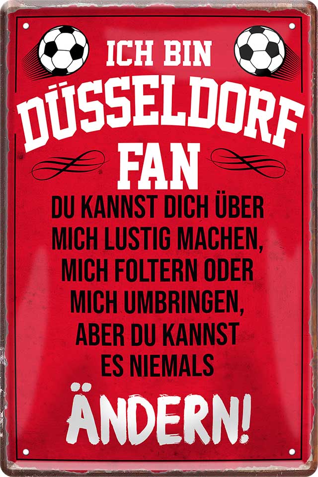 4252024216448 Schilderstore24 Schilderstore24 Blechschilder sind perfekt als Geschenk zu Weihnachten, Geburtstage, Feiern, Partys, Grillabende, Namenstag, Feiertag, Mädelsabend, Hochzeit. Jederzeit stilvoll im Wohnzimmer, Partykeller, Garage, Praxis, Büro, Café, Hauseingang Fußball Mannschaft Verein Bolzen Ball sport liga kicken stadion freizeit	 ''Düsseldorf Fan ´20''		20x30cm
