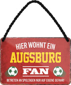 4252024203233 Schilderstore24 	Schilderstore24 Blechschilder sind perfekt als Geschenk zu Weihnachten, Geburtstage, Feiern, Partys, Grillabende, Namenstag, Feiertag, Mädelsabend, Hochzeit. Jederzeit stilvoll im Wohnzimmer, Partykeller, Garage, Praxis, Büro, Café, Hauseingang Fußball Mannschaft Verein Bolzen Ball sport liga kicken stadion freizeit ''Augsburg Fan''		18x12cm