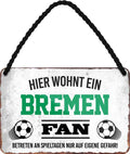 4252024203271 Schilderstore24 	Schilderstore24 Blechschilder sind perfekt als Geschenk zu Weihnachten, Geburtstage, Feiern, Partys, Grillabende, Namenstag, Feiertag, Mädelsabend, Hochzeit. Jederzeit stilvoll im Wohnzimmer, Partykeller, Garage, Praxis, Büro, Café, Hauseingang Fußball Mannschaft Verein Bolzen Ball sport liga kicken stadion freizeit ''Bremen Fan''		18x12cm
