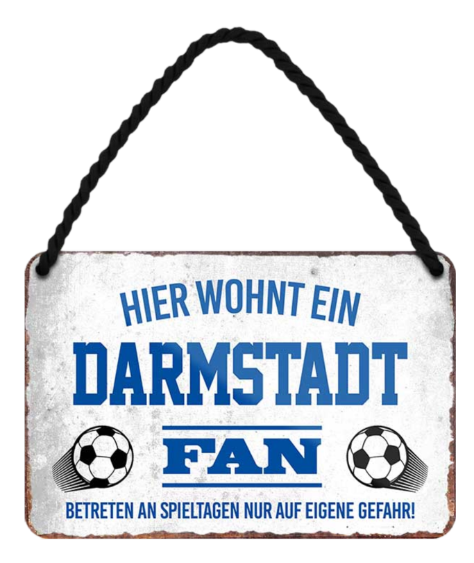 4252024203288	Schilderstore24 Blechschilder sind perfekt als Geschenk zu Weihnachten, Geburtstage, Feiern, Partys, Grillabende, Namenstag, Feiertag, Mädelsabend, Hochzeit. Jederzeit stilvoll im Wohnzimmer, Partykeller, Garage, Praxis, Büro, Café, Hauseingang Fußball Mannschaft Verein Bolzen Ball sport liga kicken stadion freizeit Schilderstore24 	 ''Darmstadt Fan''