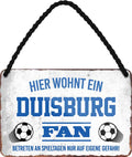 4252024203301 Schilderstore24 Schilderstore24 Blechschilder sind perfekt als Geschenk zu Weihnachten, Geburtstage, Feiern, Partys, Grillabende, Namenstag, Feiertag, Mädelsabend, Hochzeit. Jederzeit stilvoll im Wohnzimmer, Partykeller, Garage, Praxis, Büro, Café, Hauseingang Fußball Mannschaft Verein Bolzen Ball sport liga kicken stadion freizeit	 ''Duisburg Fan''		18x12cm