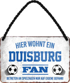 4252024203301 Schilderstore24 Schilderstore24 Blechschilder sind perfekt als Geschenk zu Weihnachten, Geburtstage, Feiern, Partys, Grillabende, Namenstag, Feiertag, Mädelsabend, Hochzeit. Jederzeit stilvoll im Wohnzimmer, Partykeller, Garage, Praxis, Büro, Café, Hauseingang Fußball Mannschaft Verein Bolzen Ball sport liga kicken stadion freizeit	 ''Duisburg Fan''		18x12cm