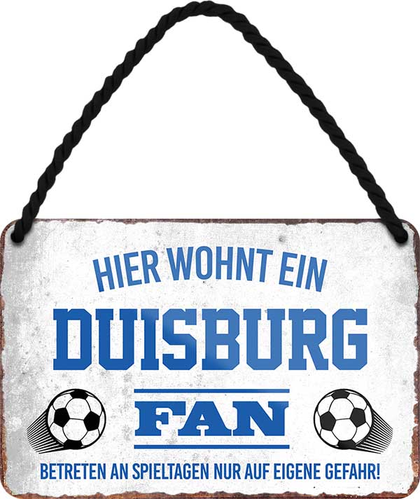 4252024203301 Schilderstore24 Schilderstore24 Blechschilder sind perfekt als Geschenk zu Weihnachten, Geburtstage, Feiern, Partys, Grillabende, Namenstag, Feiertag, Mädelsabend, Hochzeit. Jederzeit stilvoll im Wohnzimmer, Partykeller, Garage, Praxis, Büro, Café, Hauseingang Fußball Mannschaft Verein Bolzen Ball sport liga kicken stadion freizeit	 ''Duisburg Fan''		18x12cm