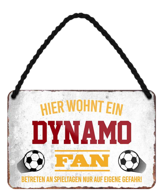 4252024203325	Schilderstore24 Blechschilder sind perfekt als Geschenk zu Weihnachten, Geburtstage, Feiern, Partys, Grillabende, Namenstag, Feiertag, Mädelsabend, Hochzeit. Jederzeit stilvoll im Wohnzimmer, Partykeller, Garage, Praxis, Büro, Café, Hauseingang Fußball Mannschaft Verein Bolzen Ball sport liga kicken stadion freizeit Schilderstore24 	 ''Dynamo Fan''