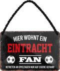 4252024203332 Schilderstore24 	Schilderstore24 Blechschilder sind perfekt als Geschenk zu Weihnachten, Geburtstage, Feiern, Partys, Grillabende, Namenstag, Feiertag, Mädelsabend, Hochzeit. Jederzeit stilvoll im Wohnzimmer, Partykeller, Garage, Praxis, Büro, Café, Hauseingang Fußball Mannschaft Verein Bolzen Ball sport liga kicken stadion freizeit ''Eintracht Fan''		18x12cm