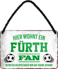 4252024203370 Schilderstore24 	Schilderstore24 Blechschilder sind perfekt als Geschenk zu Weihnachten, Geburtstage, Feiern, Partys, Grillabende, Namenstag, Feiertag, Mädelsabend, Hochzeit. Jederzeit stilvoll im Wohnzimmer, Partykeller, Garage, Praxis, Büro, Café, Hauseingang Fußball Mannschaft Verein Bolzen Ball sport liga kicken stadion freizeit ''Fürth Fan''		18x12cm