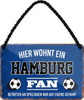 4252024203394 Schilderstore24 	Schilderstore24 Blechschilder sind perfekt als Geschenk zu Weihnachten, Geburtstage, Feiern, Partys, Grillabende, Namenstag, Feiertag, Mädelsabend, Hochzeit. Jederzeit stilvoll im Wohnzimmer, Partykeller, Garage, Praxis, Büro, Café, Hauseingang Fußball Mannschaft Verein Bolzen Ball sport liga kicken stadion freizeit ''Hamburg Fan''		18x12cm