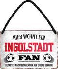 4252024203431 Schilderstore24 	Schilderstore24 Blechschilder sind perfekt als Geschenk zu Weihnachten, Geburtstage, Feiern, Partys, Grillabende, Namenstag, Feiertag, Mädelsabend, Hochzeit. Jederzeit stilvoll im Wohnzimmer, Partykeller, Garage, Praxis, Büro, Café, Hauseingang Fußball Mannschaft Verein Bolzen Ball sport liga kicken stadion freizeit ''Ingolstadt Fan''		18x12cm