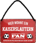 4252024203448 Schilderstore24 Schilderstore24 Blechschilder sind perfekt als Geschenk zu Weihnachten, Geburtstage, Feiern, Partys, Grillabende, Namenstag, Feiertag, Mädelsabend, Hochzeit. Jederzeit stilvoll im Wohnzimmer, Partykeller, Garage, Praxis, Büro, Café, Hauseingang Fußball Mannschaft Verein Bolzen Ball sport liga kicken stadion freizeit	 ''Kaiserlautern Fan''		18x12cm