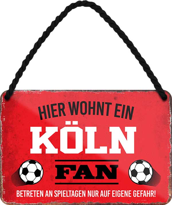 4252024203479 Schilderstore24 Schilderstore24 Blechschilder sind perfekt als Geschenk zu Weihnachten, Geburtstage, Feiern, Partys, Grillabende, Namenstag, Feiertag, Mädelsabend, Hochzeit. Jederzeit stilvoll im Wohnzimmer, Partykeller, Garage, Praxis, Büro, Café, Hauseingang Fußball Mannschaft Verein Bolzen Ball sport liga kicken stadion freizeit	 ''Köln Fan''		18x12cm
