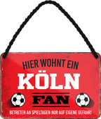 4252024203479 Schilderstore24 Schilderstore24 Blechschilder sind perfekt als Geschenk zu Weihnachten, Geburtstage, Feiern, Partys, Grillabende, Namenstag, Feiertag, Mädelsabend, Hochzeit. Jederzeit stilvoll im Wohnzimmer, Partykeller, Garage, Praxis, Büro, Café, Hauseingang Fußball Mannschaft Verein Bolzen Ball sport liga kicken stadion freizeit	 ''Köln Fan''		18x12cm