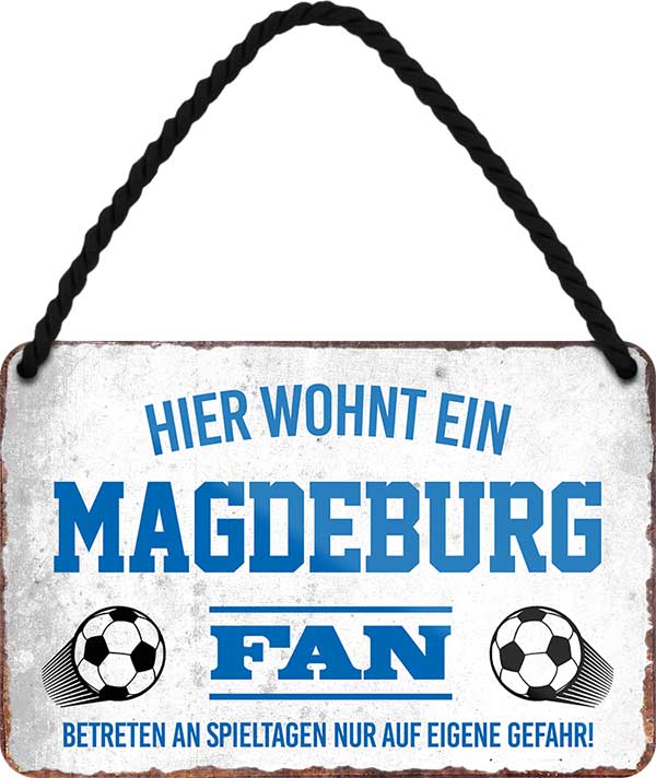4252024203516 Schilderstore24 Schilderstore24 Blechschilder sind perfekt als Geschenk zu Weihnachten, Geburtstage, Feiern, Partys, Grillabende, Namenstag, Feiertag, Mädelsabend, Hochzeit. Jederzeit stilvoll im Wohnzimmer, Partykeller, Garage, Praxis, Büro, Café, Hauseingang Fußball Mannschaft Verein Bolzen Ball sport liga kicken stadion freizeit	 ''Magdeburg Fan''		18x12cm
